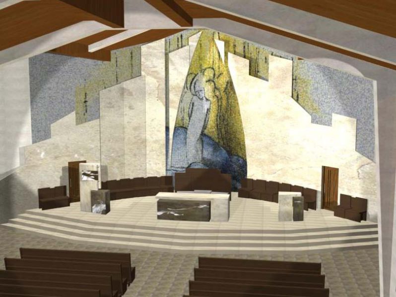 Druga koncepcja nastawy ołtarzowej-mozaika przedstawiająca Chrystusa Sługę